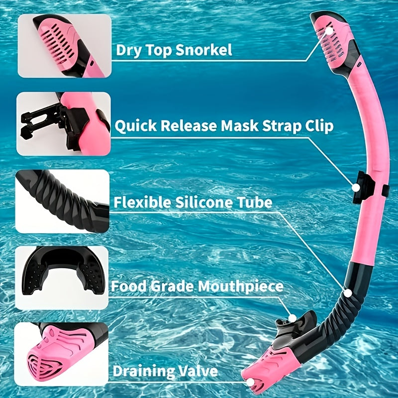 4pcs-swimming and snorkeling goggles, extended snorkel, upgraded thickened anti-fog plating glasses, high-definition PC lens, scuba goggles, upgraded thickened anti-fog plating material, 360° panoramic view, snorkeling equipment