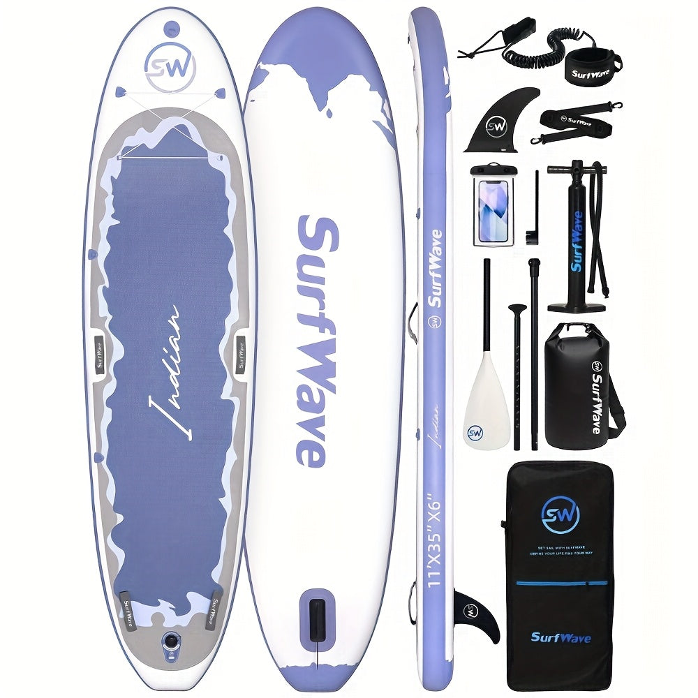 SereneLife Inflatable Stand Up Paddle Board - Wide Stable Design, Non-Slip Deck for Adults & Youth with Premium Paddle Board Accessories, Carry Bag, Dual Action Pump, Paddle, Ankle Leash