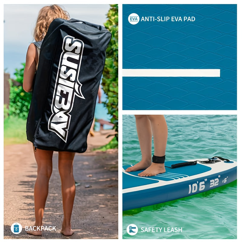 10Ft Inflatable SUP Board 10Ft Inflatable Stand Up Paddle Board | Adult SUP with Multi-Level Deck, Travel Backpack, Wide Stand-Up Position | Maximum Load Capacity 300 Lbs, Super Surfboard for Yoga & Various Scenarios