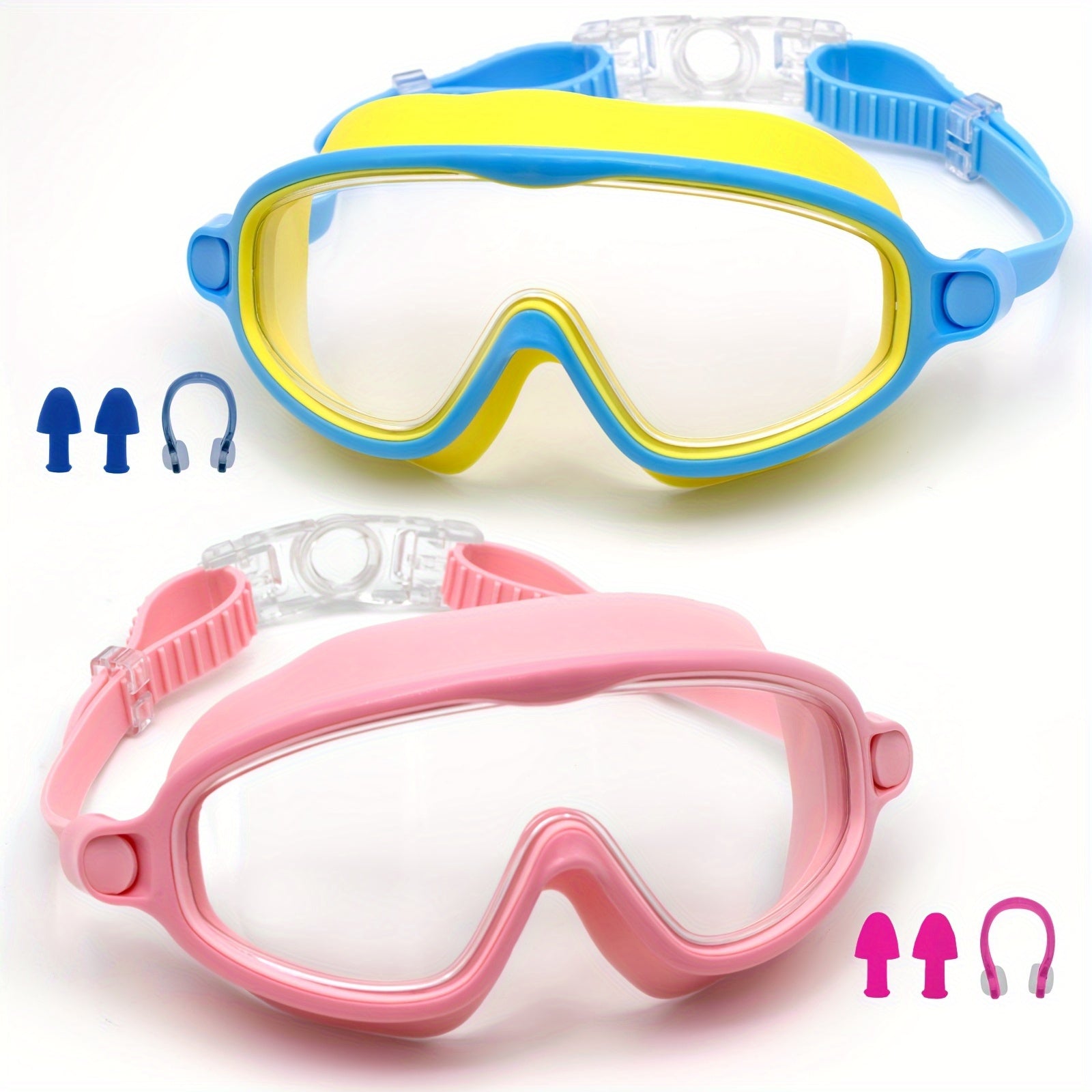YLKJSWIM Youth Anti-Fog Swimming Goggles with Nose Cover - Pink, Durable Rubber Material, Comfort Fit for Training & Competition, Best for Christmas
