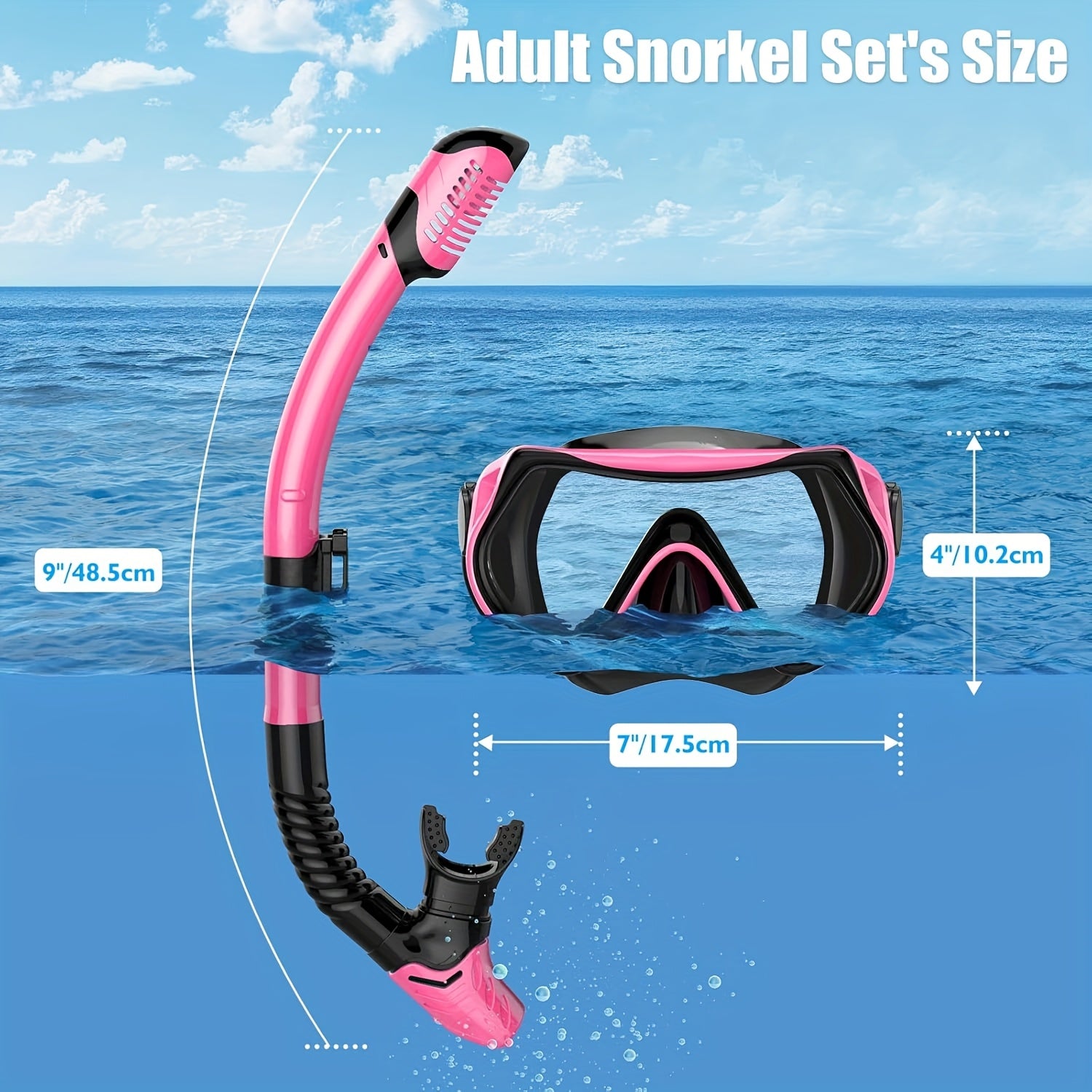 4 Full Diving Masks 4 Full Diving Masks for Adults | Professional Snorkeling Goggles, Anti-Fog Swimming Glasses with Computer Lenses, Dry Snorkeling Masks + Snorkels, Suitable for Diving and Snorkeling