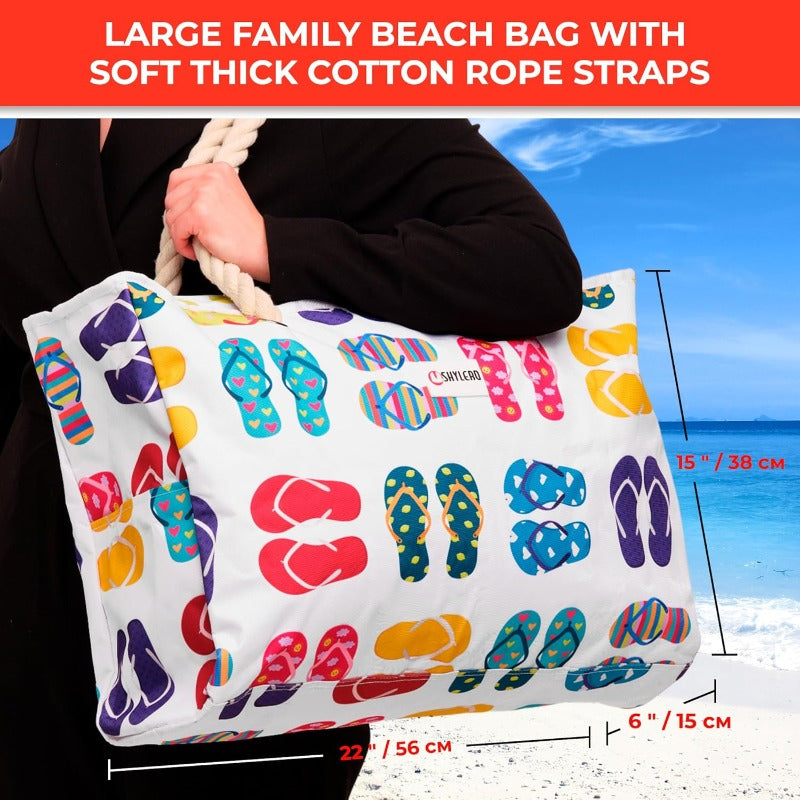 Beach Bag and Pool Bag. Has Airtight Pouch Ton of Pockets. Beach Tote is Zippered Water Resistant. Family Size