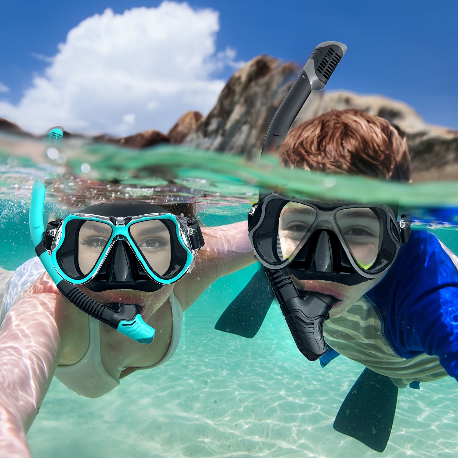 2 Pcs Snorkeling Mask, Adult Diving Mask, Diving Goggles And Snorkel Set For Men And Women, Waterproof And Fog-proof Silicone Snorkeling Mask