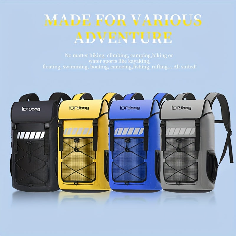 IDRYBAG 25L\u002F45L Dry Backpack With Wet Pocket - Large Floating Dry Bag For Kayaking, Travel, Paddle Boards, Hiking, Fishing, Camping, Beach - Heavy Duty Roll Top With Multiple Compartments & Mesh Pockets, Blue, Unisex, Kayak Accessories