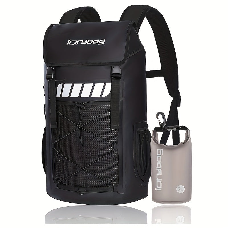 IDRYBAG 25L\u002F45L Dry Backpack With Wet Pocket - Large Floating Dry Bag For Kayaking, Travel, Paddle Boards, Hiking, Fishing, Camping, Beach - Heavy Duty Roll Top With Multiple Compartments & Mesh Pockets, Blue, Unisex, Kayak Accessories