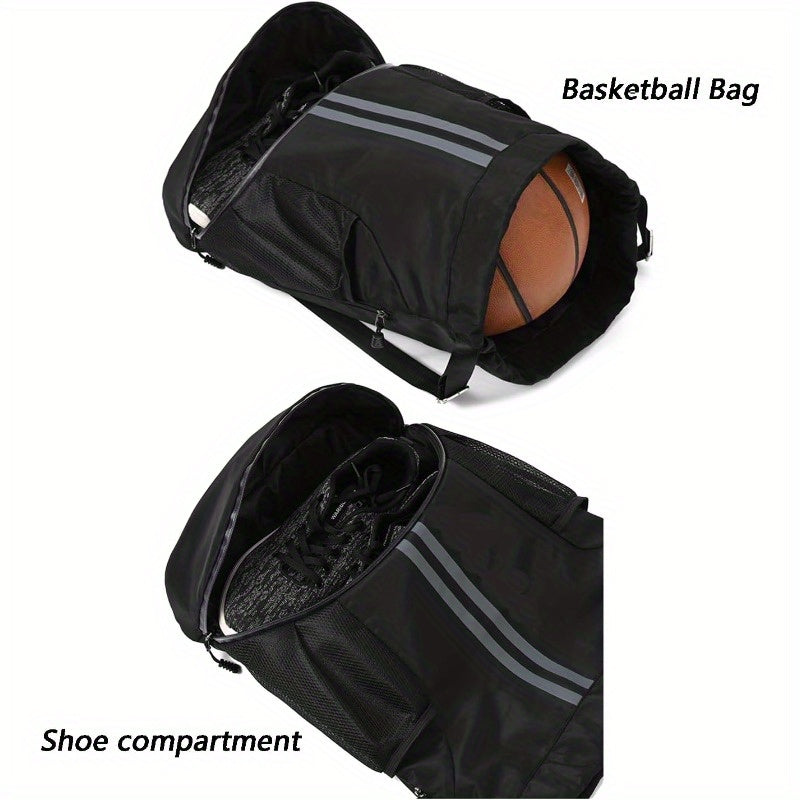 5.28gal High Quality Lightweight Drawstring Gym Backpack with Shoe Compartment & Wet Pocket - Tear-Resistant Sports Bag for Men & Women, Soccer, Basketball, Swimming, Beach, Travel (Black), Sports Equipment Carrier | Abrasionresistant Material