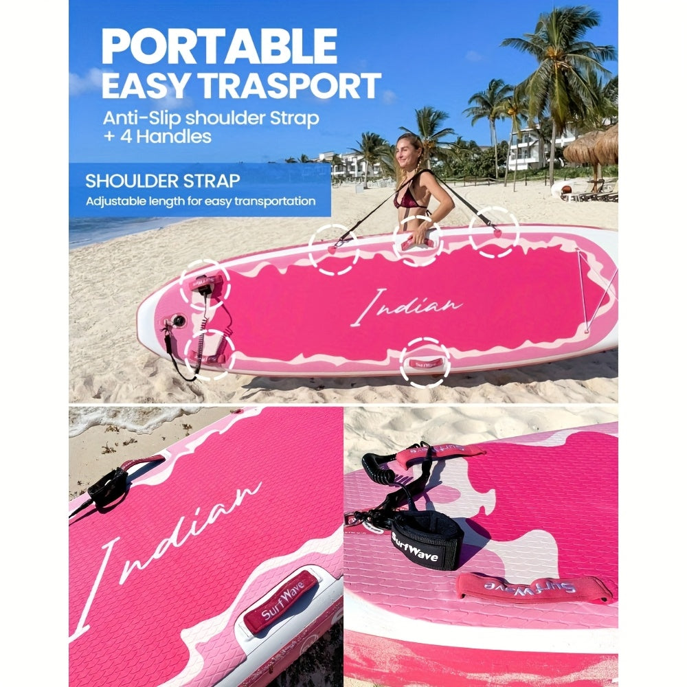 SereneLife Inflatable Stand Up Paddle Board - Wide Stable Design, Non-Slip Deck for Adults & Youth with Premium Paddle Board Accessories, Carry Bag, Dual Action Pump, Paddle, Ankle Leash