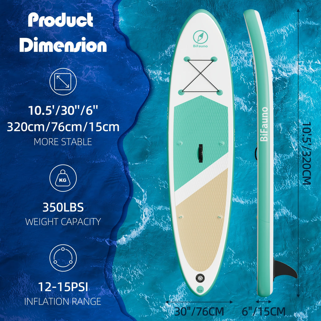 Inflatable Stand Up Paddle Board with SUP Accessories & Backpack - Non-Slip Deck, Wide Stance, Bottom Fin, Double Action Pump & Repair Kit - Youth & Adult Standing Boat for Lakes, Rivers, Oceans, Paddle Board for Adults, Outdoor Water Sports, Vibrant Desi