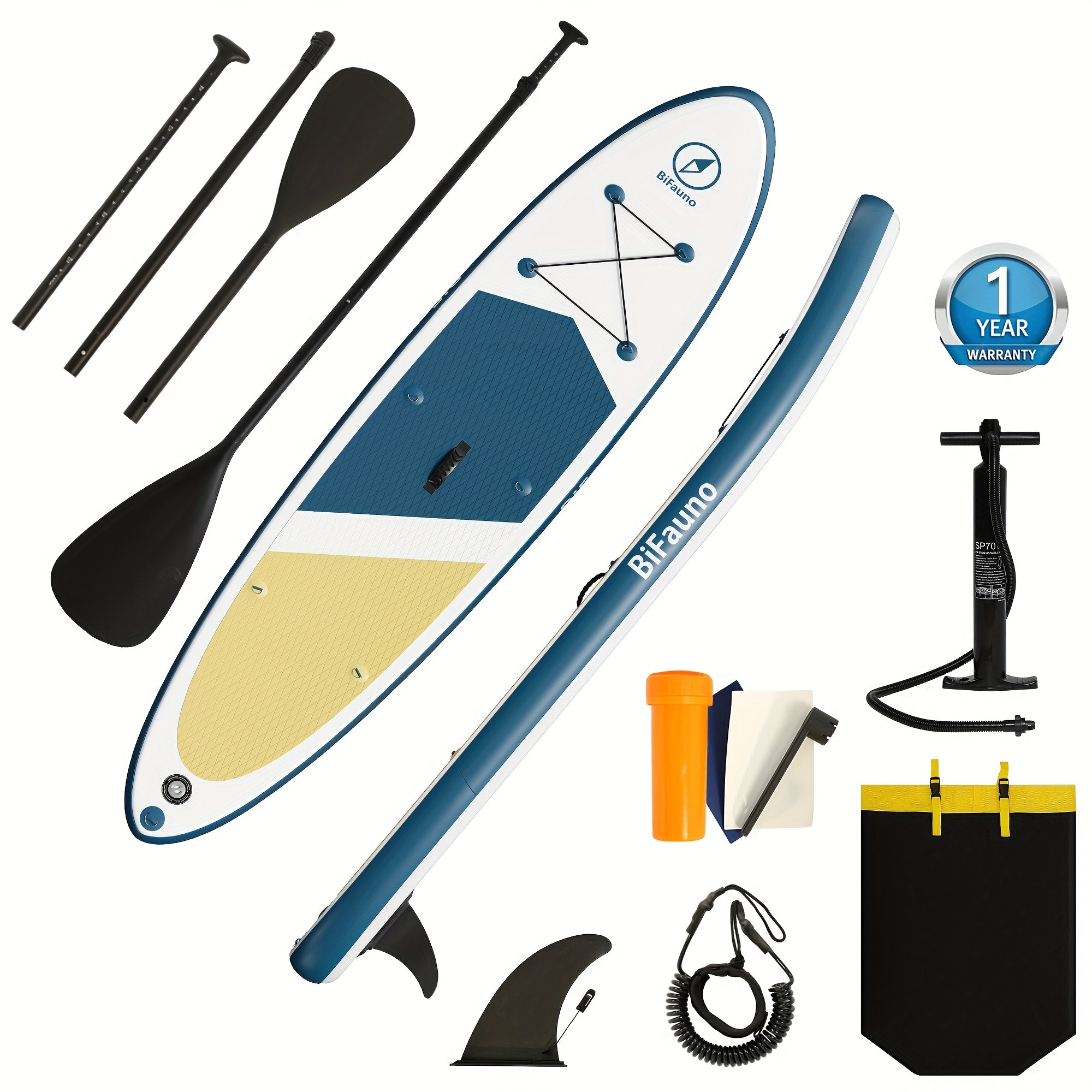 Inflatable Stand Up Paddle Board with SUP Accessories & Backpack - Non-Slip Deck, Wide Stance, Bottom Fin, Double Action Pump & Repair Kit - Youth & Adult Standing Boat for Lakes, Rivers, Oceans, Paddle Board for Adults, Outdoor Water Sports, Vibrant Desi