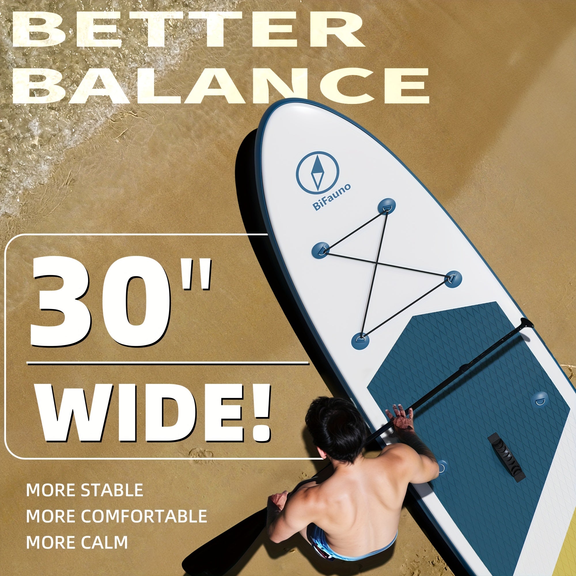 Inflatable Stand Up Paddle Board with SUP Accessories & Backpack - Non-Slip Deck, Wide Stance, Bottom Fin, Double Action Pump & Repair Kit - Youth & Adult Standing Boat for Lakes, Rivers, Oceans, Paddle Board for Adults, Outdoor Water Sports, Vibrant Desi