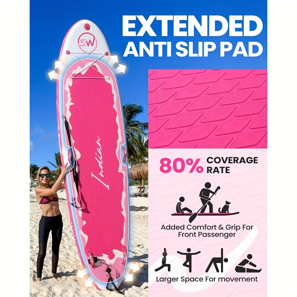 SereneLife Inflatable Stand Up Paddle Board - Wide Stable Design, Non-Slip Deck for Adults & Youth with Premium Paddle Board Accessories, Carry Bag, Dual Action Pump, Paddle, Ankle Leash