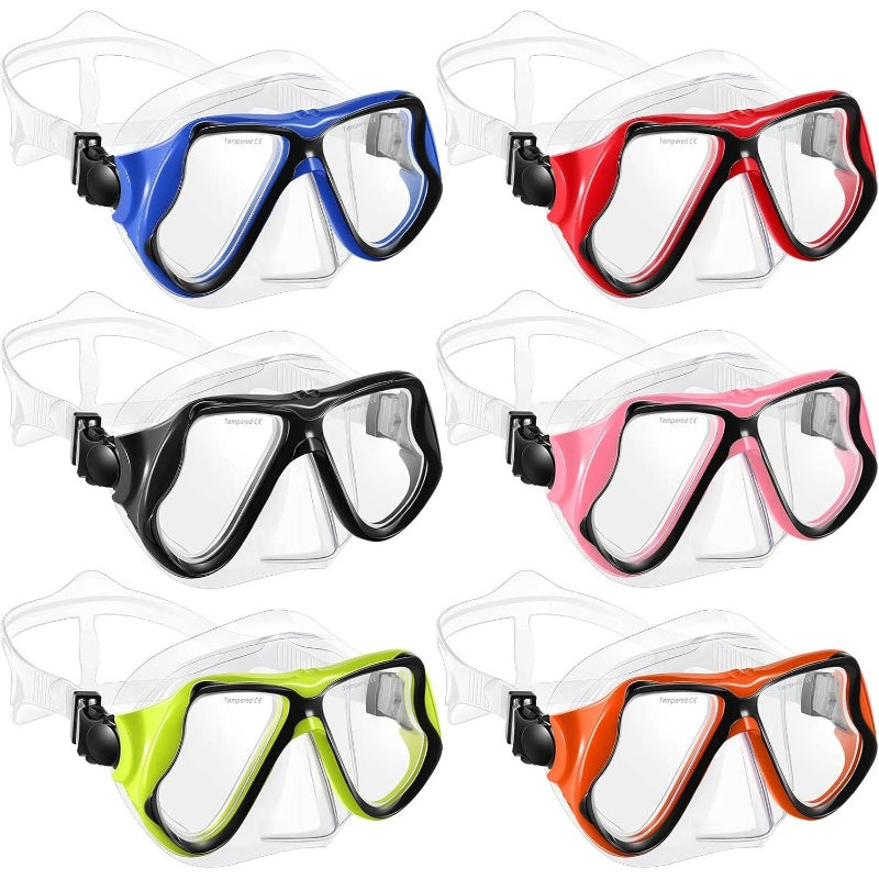 6 Pcs Adult Swimming Goggles with Nose Cover Women Men Swim Pool Goggles Tempered Glass Fog Snorkel Dive Glasses Snorkeling Gear Adult Youth 6 Colors