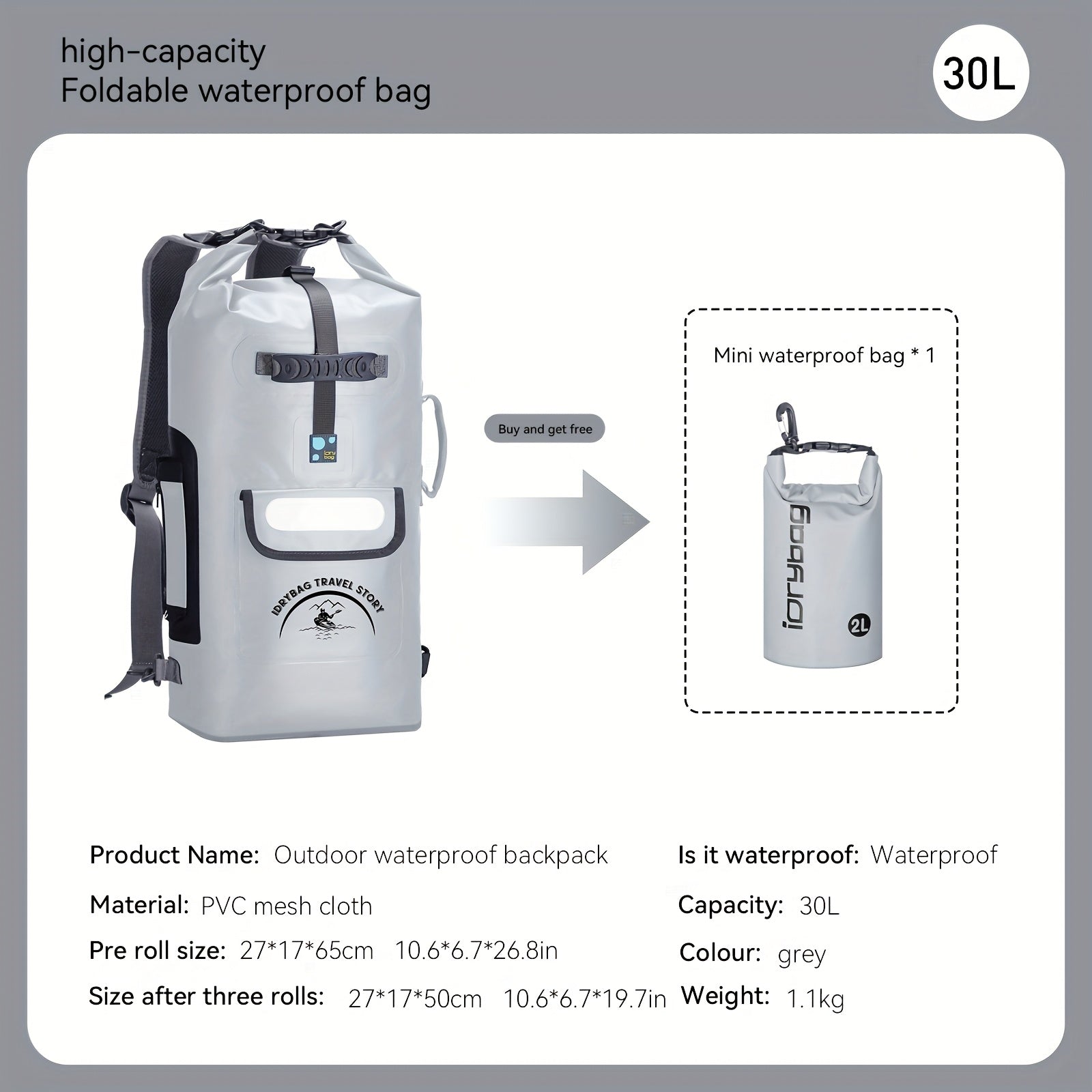IDRYBAG Dry Bag Backpack Waterproof Floating 20L\u002F30L\u002F40L, Dry Bags Waterproof Backpack For Men, Dry Sack Waterproof Bag Kayak