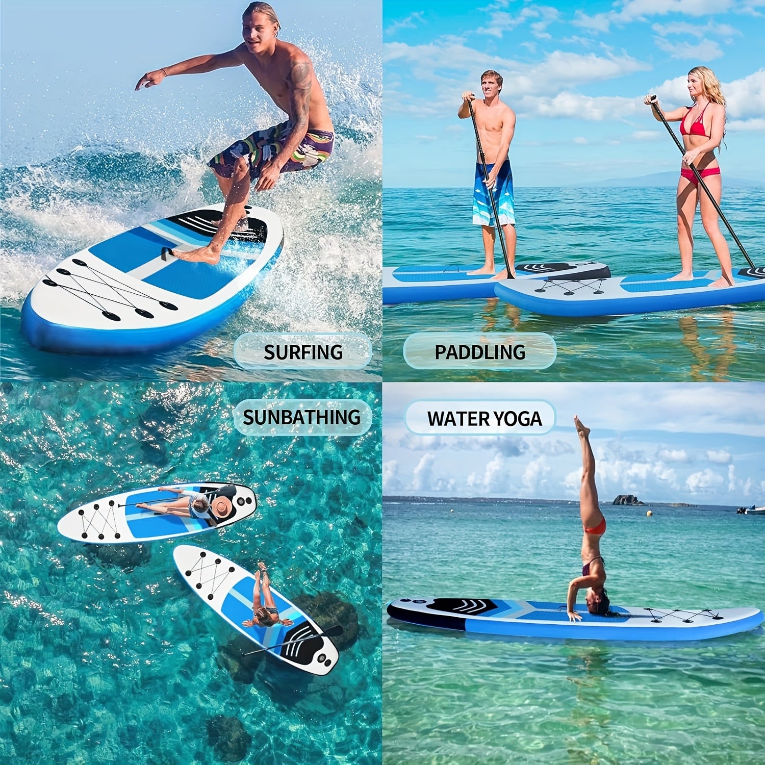 Inflatable Stand Up Paddle Board (SUP) with Full Accessories & Carry Bag - Wide Stable Stance, Surf Control, Non-Slip Deck - Includes Leash, Paddle & Pump - for Teens & Adults