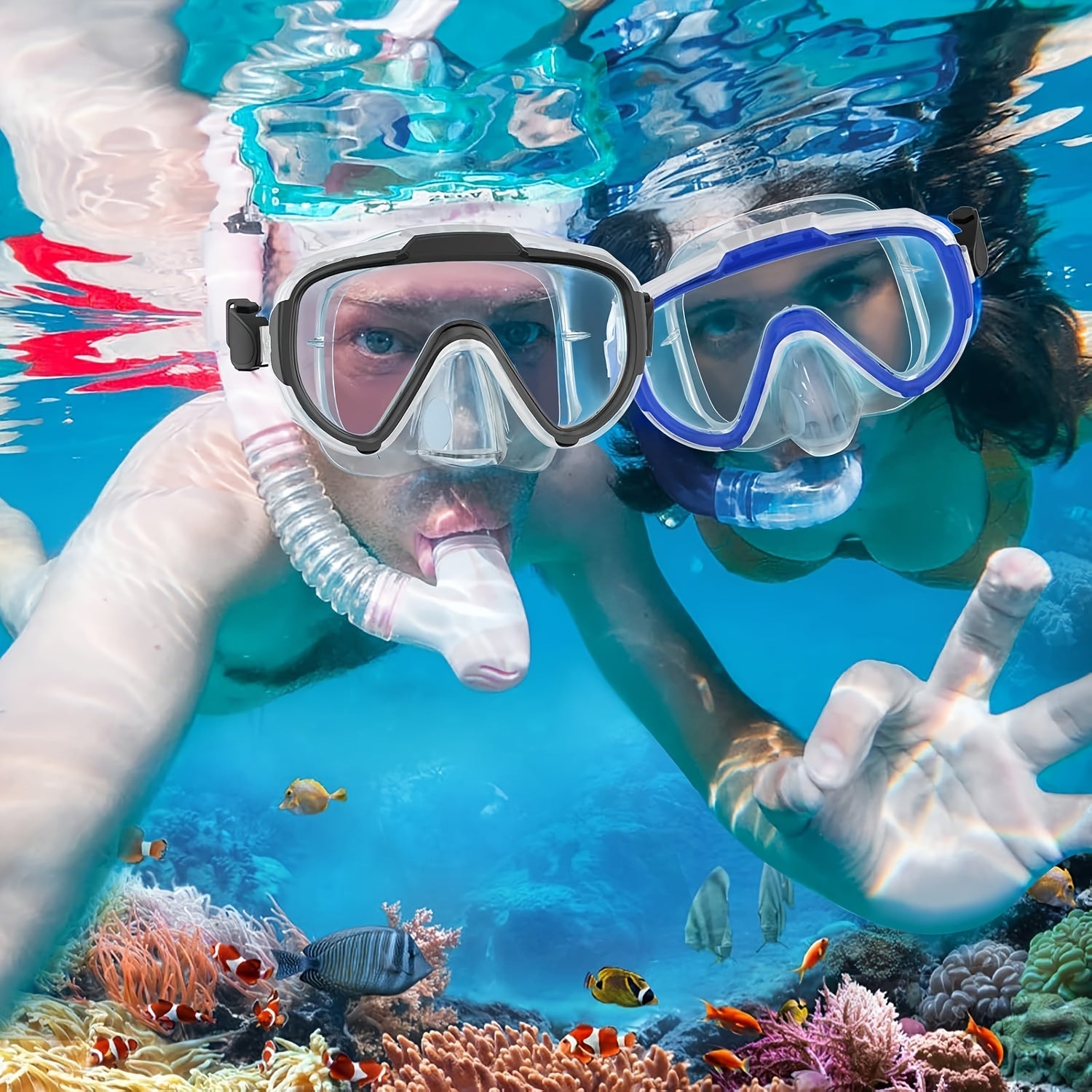 2pcs Swimming Goggles for Adults, Anti-Fog Swim Goggles with Nose Clip, Leakproof Clear Mask 180 Wide Angle, Suitable for Adult Men and Women