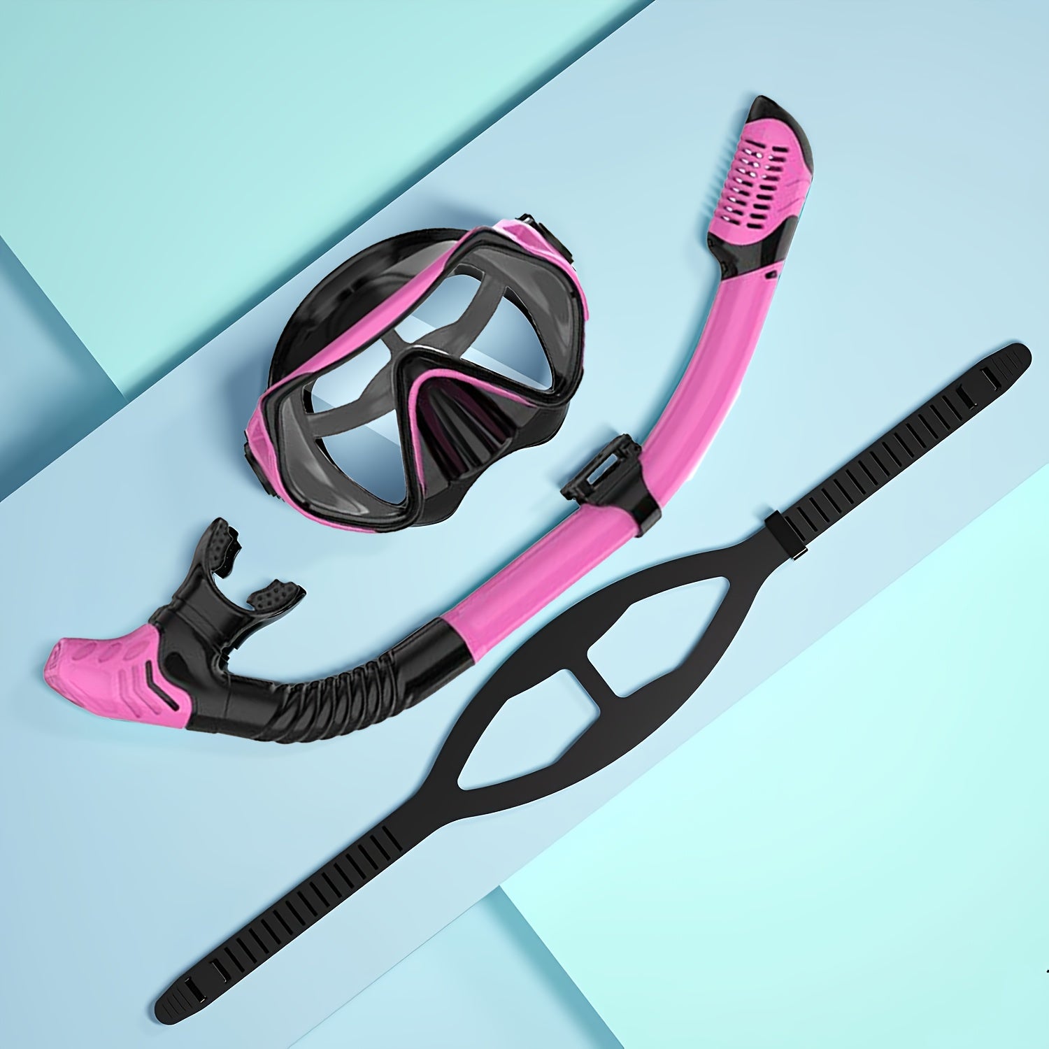 4pcs-swimming and snorkeling goggles, extended snorkel, upgraded thickened anti-fog plating glasses, high-definition PC lens, scuba goggles, upgraded thickened anti-fog plating material, 360° panoramic view, snorkeling equipment