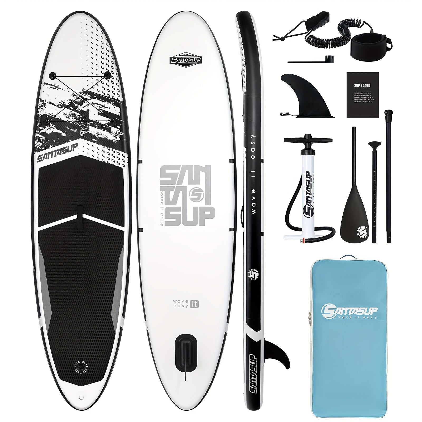 10ft Inflatable Paddle Board Inflatable Upright Paddle Board 10ft | Adjustable Paddle, Dual Action Pump, Elastic Cord Storage | Stylish Artistic Design, Includes Carrying Bag & Removable Fins | Great for Beginners & Enthusiasts