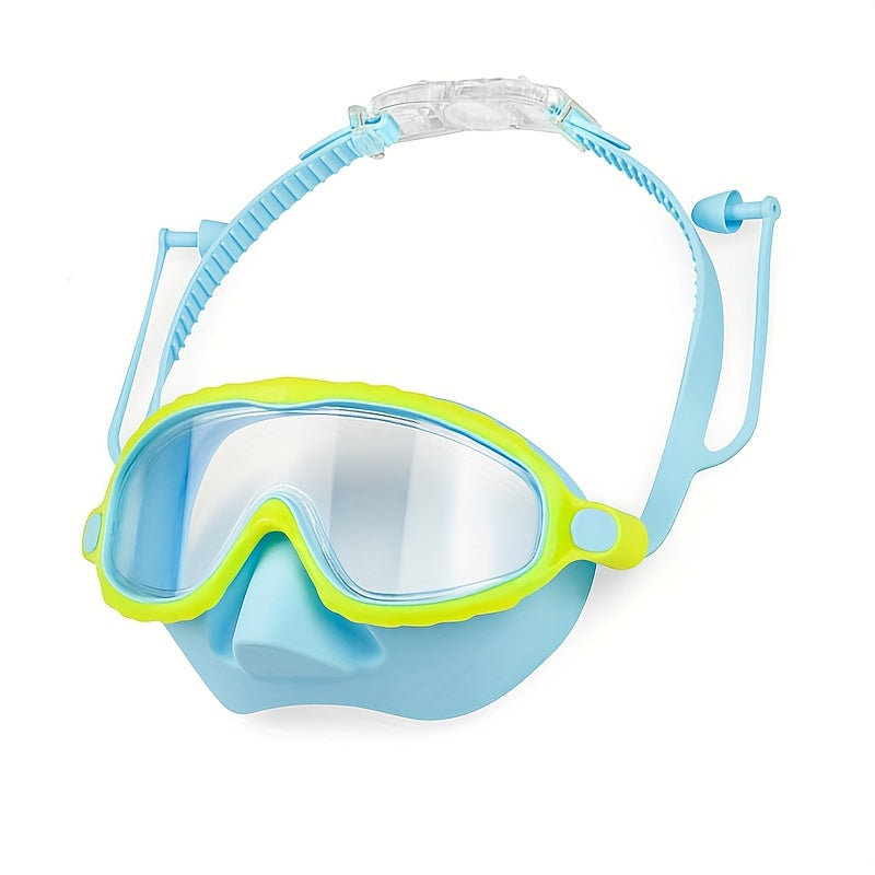 Large Frame Anti-Fog Swimming Goggles with HD Clear Vision, Adjustable Strap & Comfort Pads - Pink Frame with Blue Silicone Pads, Secure Fit for Outdoor Swimming, Beach, Pond - Unisex Fashionable Swimwear, Beach Accessories, Durable Swimwear