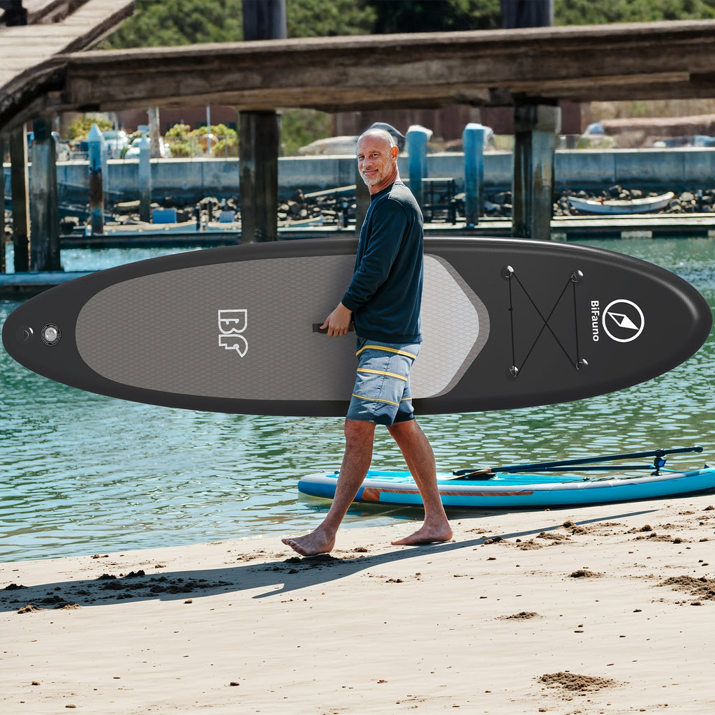 Inflatable Stand Up Paddle Board with SUP Accessories & Backpack - Non-Slip Deck, Wide Stance, Bottom Fin, Double Action Pump & Repair Kit - Youth & Adult Standing Boat for Lakes, Rivers, Oceans, Paddle Board for Adults, Outdoor Water Sports, Vibrant Desi