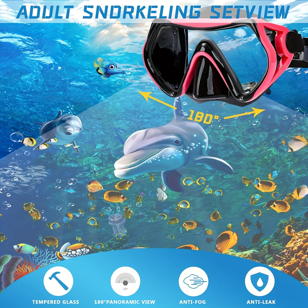 4 Full Diving Masks 4 Full Diving Masks for Adults | Professional Snorkeling Goggles, Anti-Fog Swimming Glasses with Computer Lenses, Dry Snorkeling Masks + Snorkels, Suitable for Diving and Snorkeling