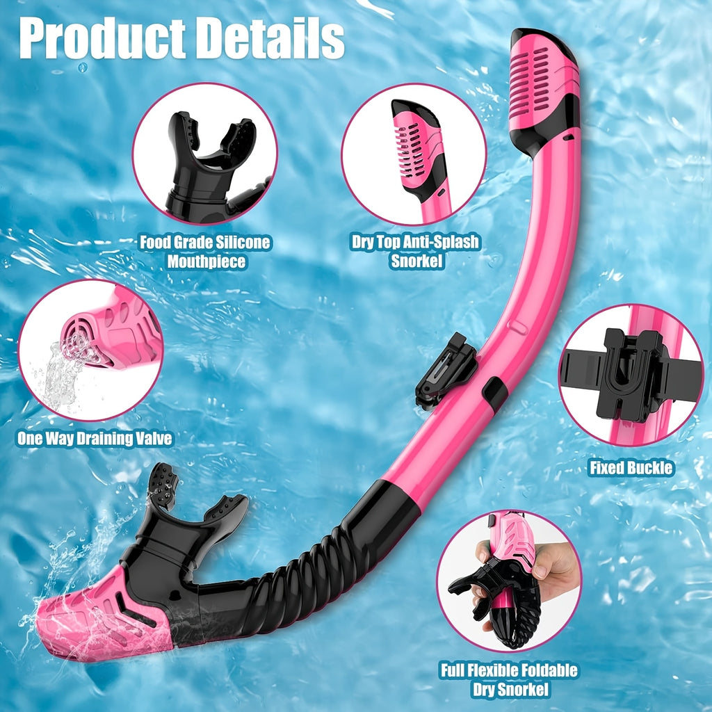 4 Full Diving Masks 4 Full Diving Masks for Adults | Professional Snorkeling Goggles, Anti-Fog Swimming Glasses with Computer Lenses, Dry Snorkeling Masks + Snorkels, Suitable for Diving and Snorkeling