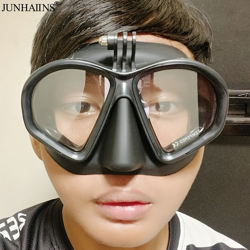 JUNHAIINS Free Diving Goggles Low Volume Fishing Hunting Diving Goggles Camera Holder Silicone Snorkeling Goggles Snorkeling Equipment