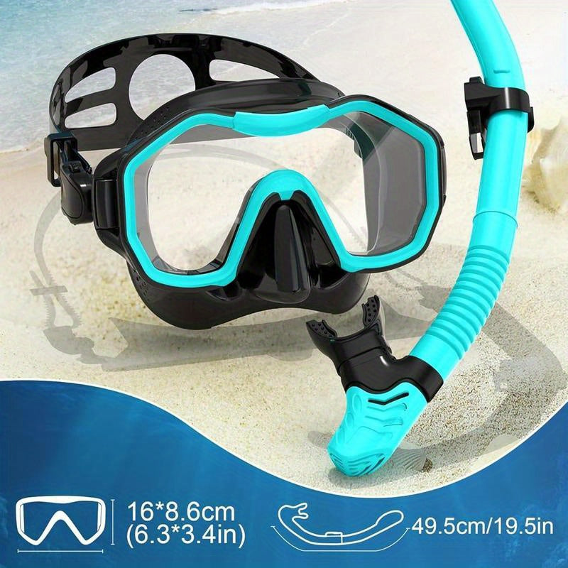 Snorkelling 2pcs Set, Adult Dry Snorkelling Set, Free Breathing Panoramic View Diving Goggles