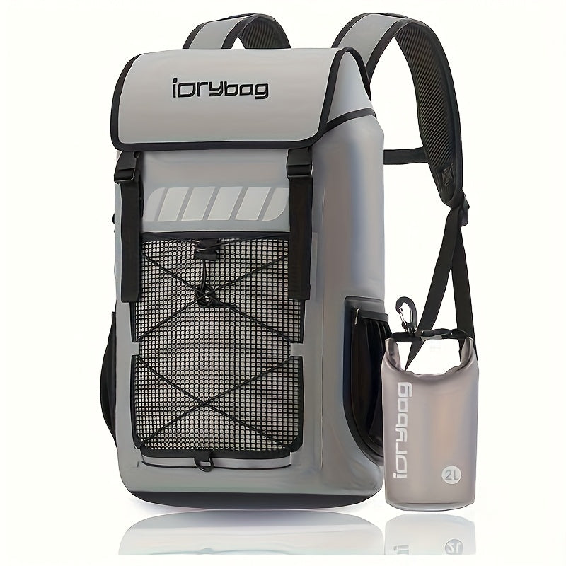 IDRYBAG 25L\u002F45L Dry Backpack With Wet Pocket - Large Floating Dry Bag For Kayaking, Travel, Paddle Boards, Hiking, Fishing, Camping, Beach - Heavy Duty Roll Top With Multiple Compartments & Mesh Pockets, Blue, Unisex, Kayak Accessories