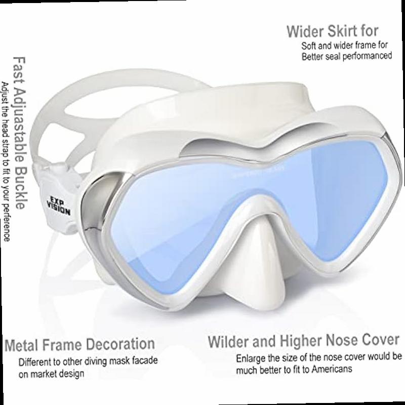 Scuba Diving Mask Anti Fog Panoramic Snorkel Goggles Adult Mirror Swim Mask Single Lens Swim Goggles wIith Nose Cover for Diving Snorkeling Swimming