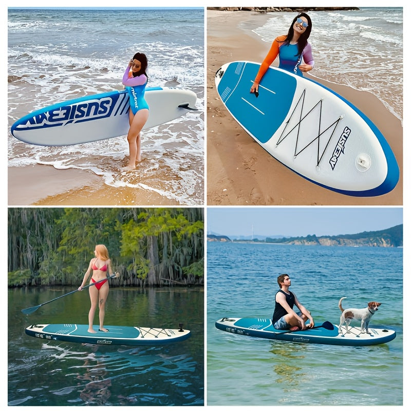 10Ft Inflatable SUP Board 10Ft Inflatable Stand Up Paddle Board | Adult SUP with Multi-Level Deck, Travel Backpack, Wide Stand-Up Position | Maximum Load Capacity 300 Lbs, Super Surfboard for Yoga & Various Scenarios