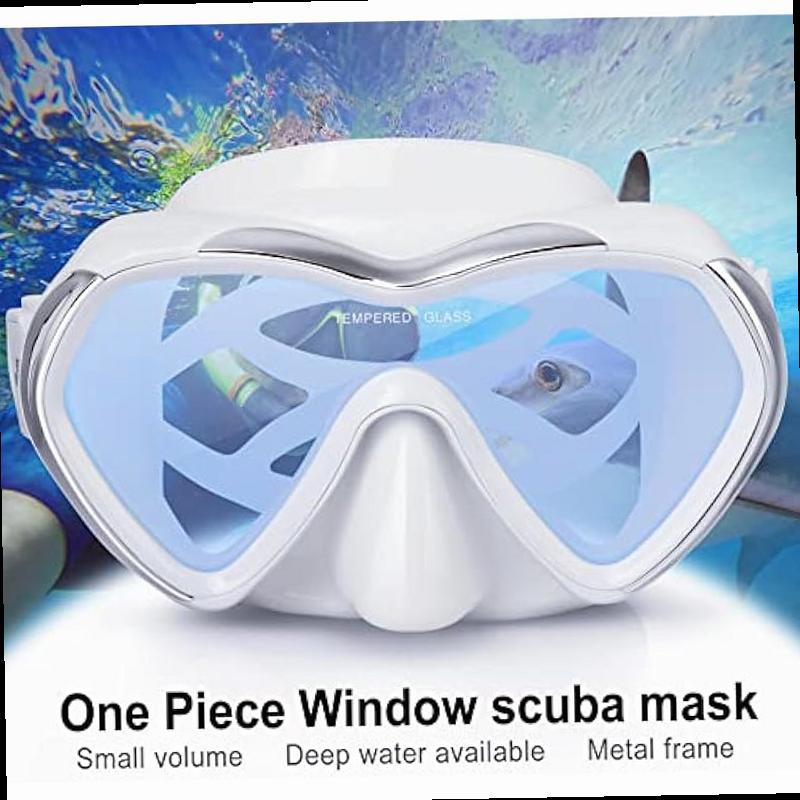 Scuba Diving Mask Anti Fog Panoramic Snorkel Goggles Adult Mirror Swim Mask Single Lens Swim Goggles wIith Nose Cover for Diving Snorkeling Swimming