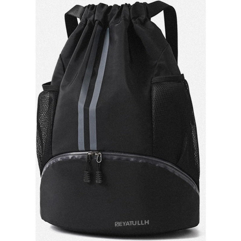 5.28gal High Quality Lightweight Drawstring Gym Backpack with Shoe Compartment & Wet Pocket - Tear-Resistant Sports Bag for Men & Women, Soccer, Basketball, Swimming, Beach, Travel (Black), Sports Equipment Carrier | Abrasionresistant Material
