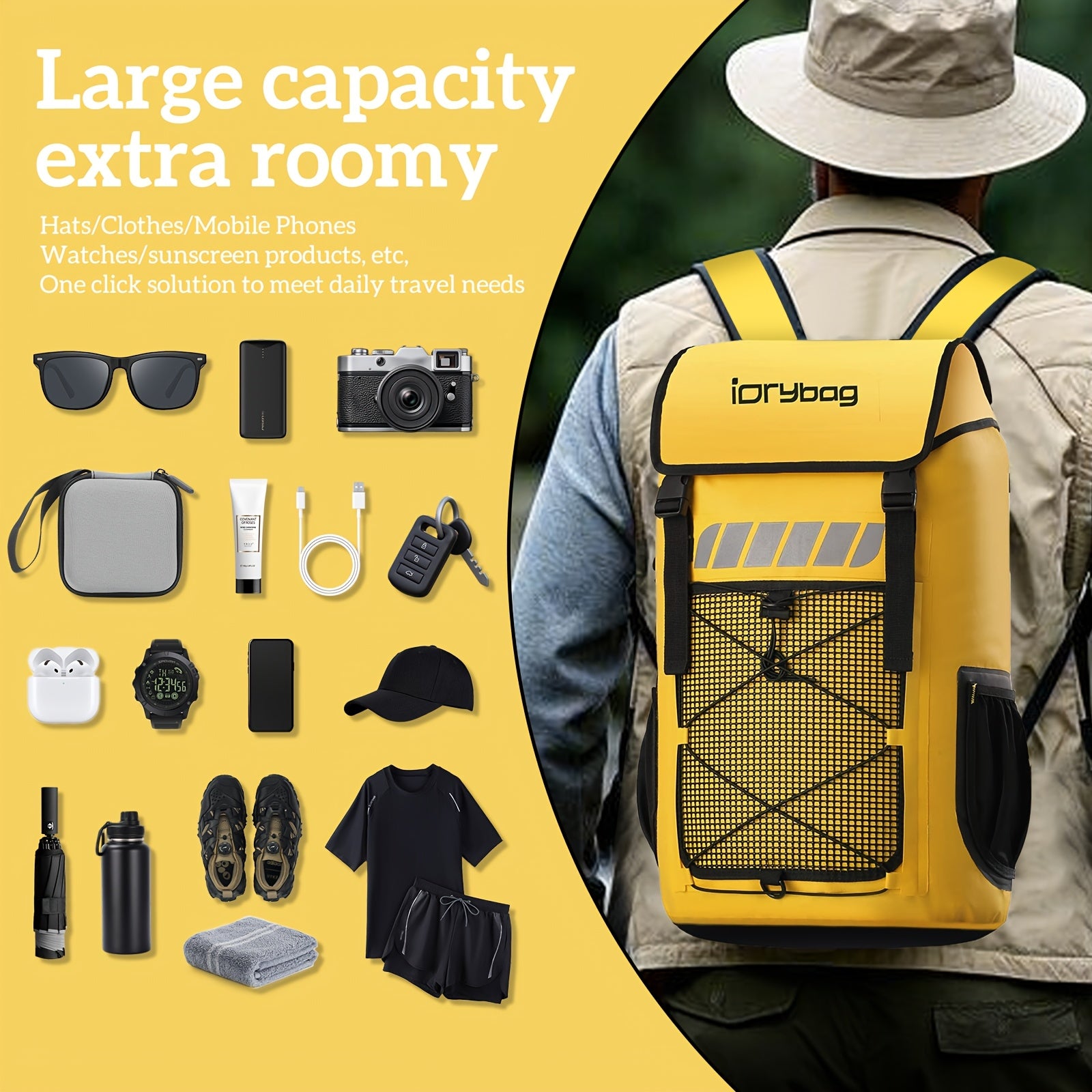 IDRYBAG 25L\u002F45L Dry Backpack With Wet Pocket - Large Floating Dry Bag For Kayaking, Travel, Paddle Boards, Hiking, Fishing, Camping, Beach - Heavy Duty Roll Top With Multiple Compartments & Mesh Pockets, Blue, Unisex, Kayak Accessories