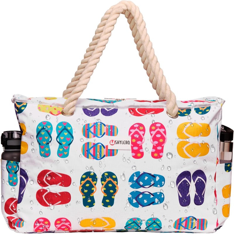 Beach Bag and Pool Bag. Has Airtight Pouch Ton of Pockets. Beach Tote is Zippered Water Resistant. Family Size