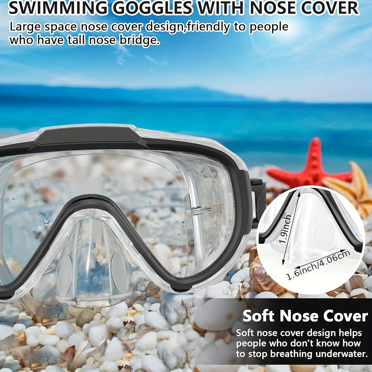 2pcs Swimming Goggles for Adults, Anti-Fog Swim Goggles with Nose Clip, Leakproof Clear Mask 180 Wide Angle, Suitable for Adult Men and Women