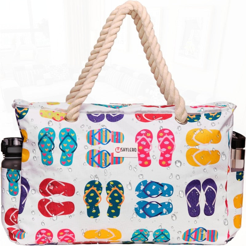 Beach Bag and Pool Bag. Has Airtight Pouch Ton of Pockets. Beach Tote is Zippered Water Resistant. Family Size