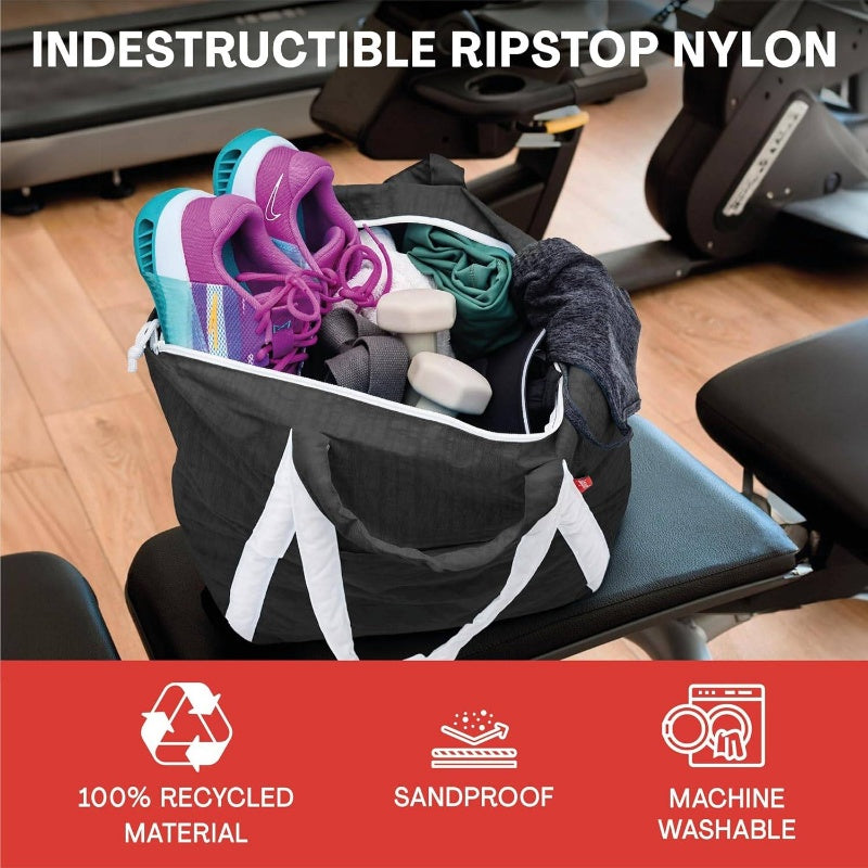 And Sand-Resistant Beach Bags - Compact, Foldable Nylon Tote with Zipper for Travel, Perfect for The Pool, Boat, Or Cruise, Beach Supplie, Totebag