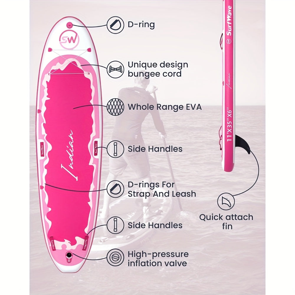 SereneLife Inflatable Stand Up Paddle Board - Wide Stable Design, Non-Slip Deck for Adults & Youth with Premium Paddle Board Accessories, Carry Bag, Dual Action Pump, Paddle, Ankle Leash