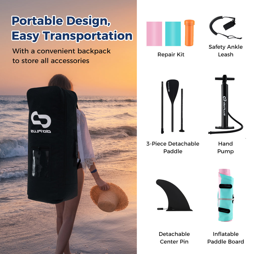 SAFSTAR 10'\u002F 11' Inflatable Stand up Paddle Board, SUP Board Accessories w\u002F Adjustable Paddle, Pump, Leash, for Adults & Youths of All Skill Levels