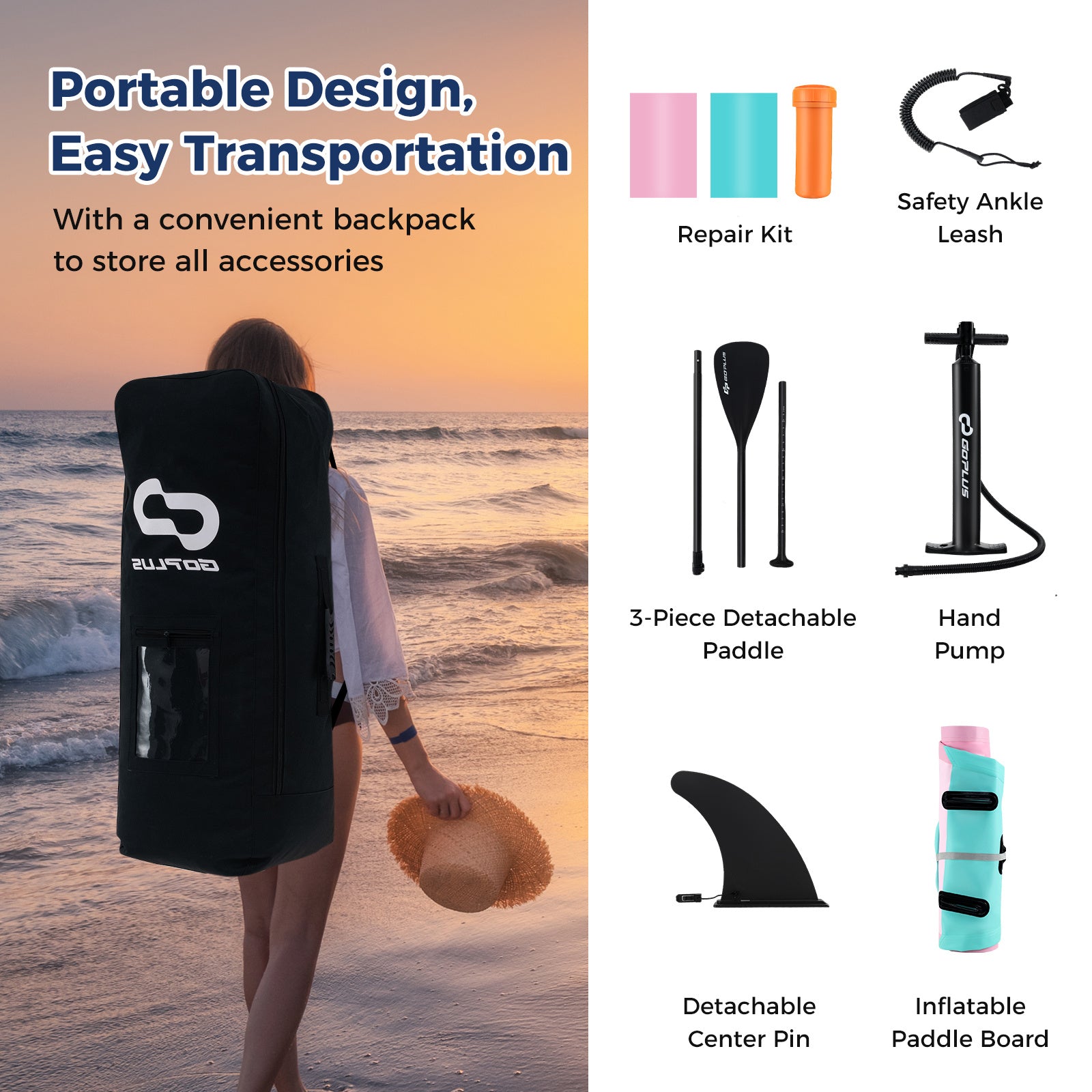 SAFSTAR 10'\u002F 11' Inflatable Stand up Paddle Board, SUP Board Accessories w\u002F Adjustable Paddle, Pump, Leash, for Adults & Youths of All Skill Levels