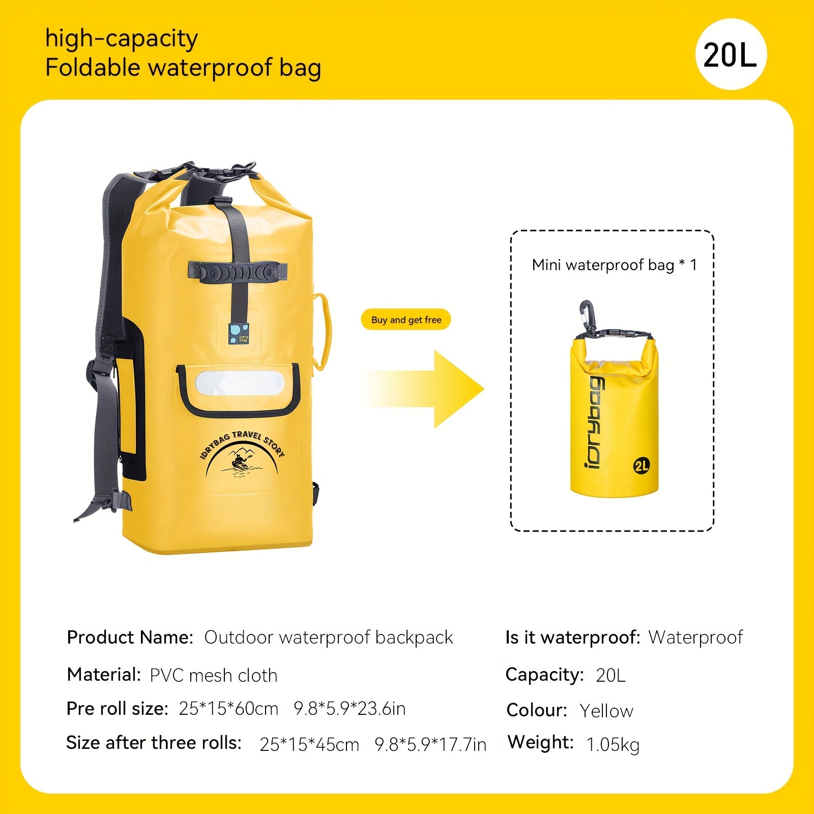 IDRYBAG Dry Bag Backpack Waterproof Floating 20L\u002F30L\u002F40L, Dry Bags Waterproof Backpack For Men, Dry Sack Waterproof Bag Kayak