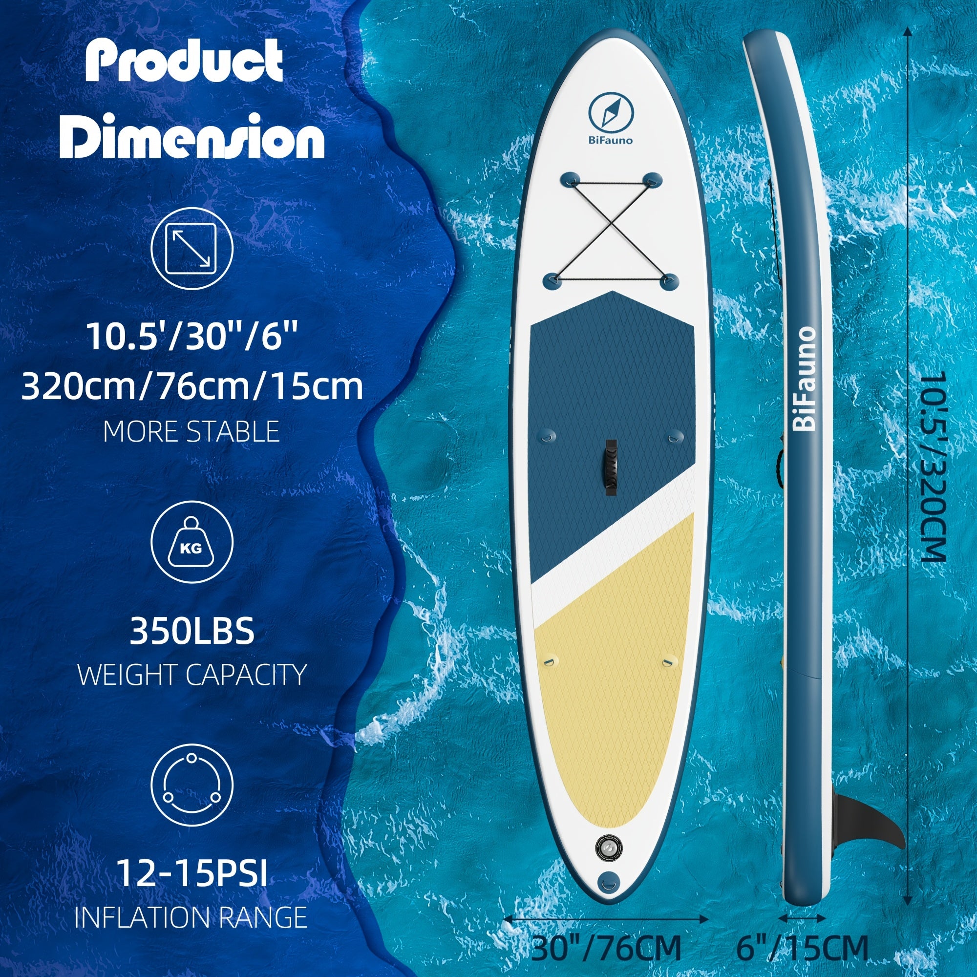 Inflatable Stand Up Paddle Board with SUP Accessories & Backpack - Non-Slip Deck, Wide Stance, Bottom Fin, Double Action Pump & Repair Kit - Youth & Adult Standing Boat for Lakes, Rivers, Oceans, Paddle Board for Adults, Outdoor Water Sports, Vibrant Desi