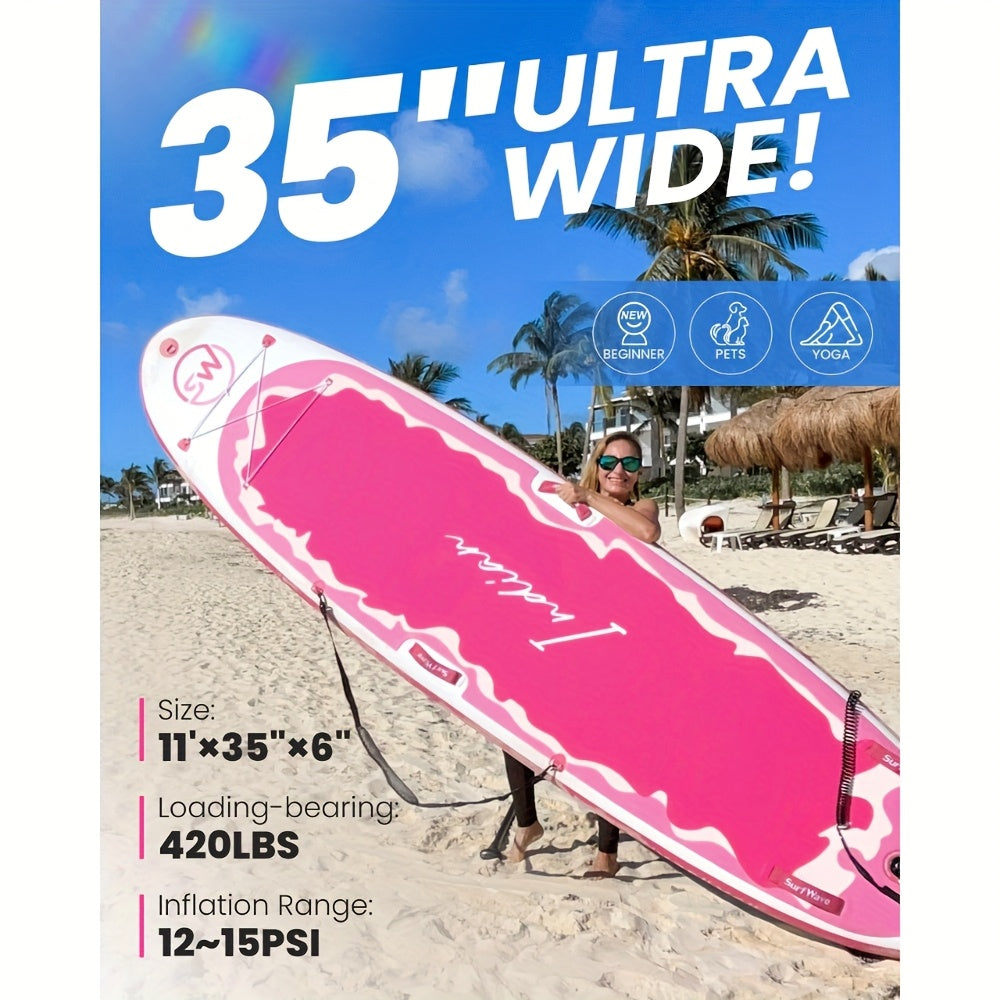 SereneLife Inflatable Stand Up Paddle Board - Wide Stable Design, Non-Slip Deck for Adults & Youth with Premium Paddle Board Accessories, Carry Bag, Dual Action Pump, Paddle, Ankle Leash