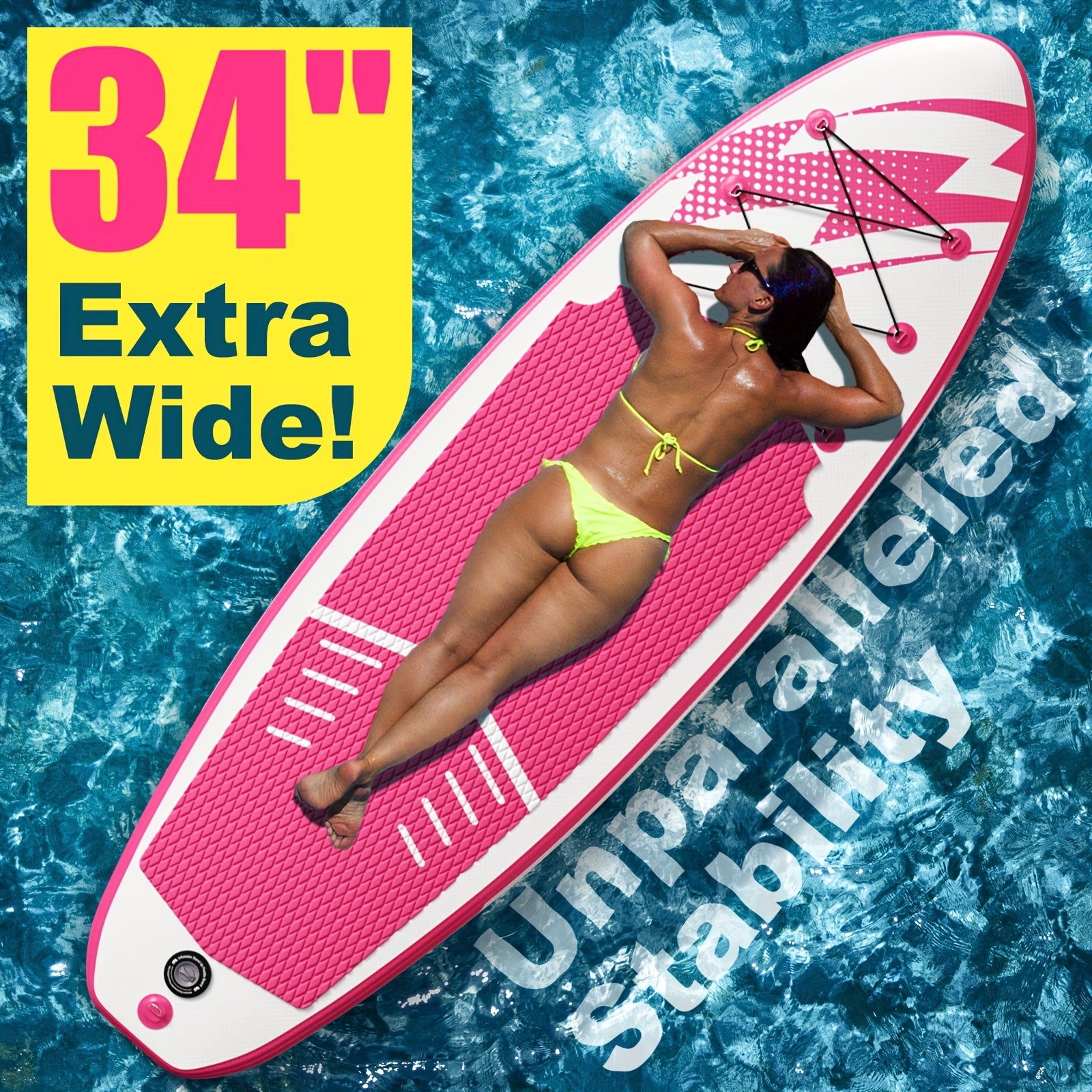 Inflatable Stand Up Paddle Board - Wide Stable Design, Non-Slip Deck With Premium Paddle Board Accessories, Carry Bag, Dual Action Pump, Paddle, Ankle Leash