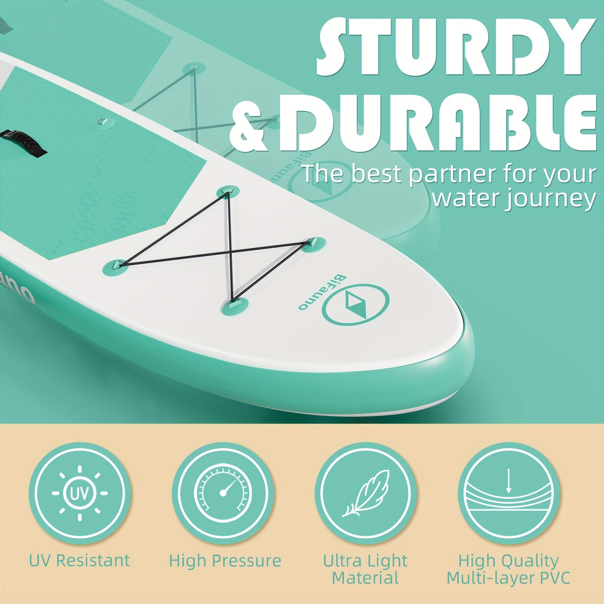 Inflatable Stand Up Paddle Board with SUP Accessories & Backpack - Non-Slip Deck, Wide Stance, Bottom Fin, Double Action Pump & Repair Kit - Youth & Adult Standing Boat for Lakes, Rivers, Oceans, Paddle Board for Adults, Outdoor Water Sports, Vibrant Desi