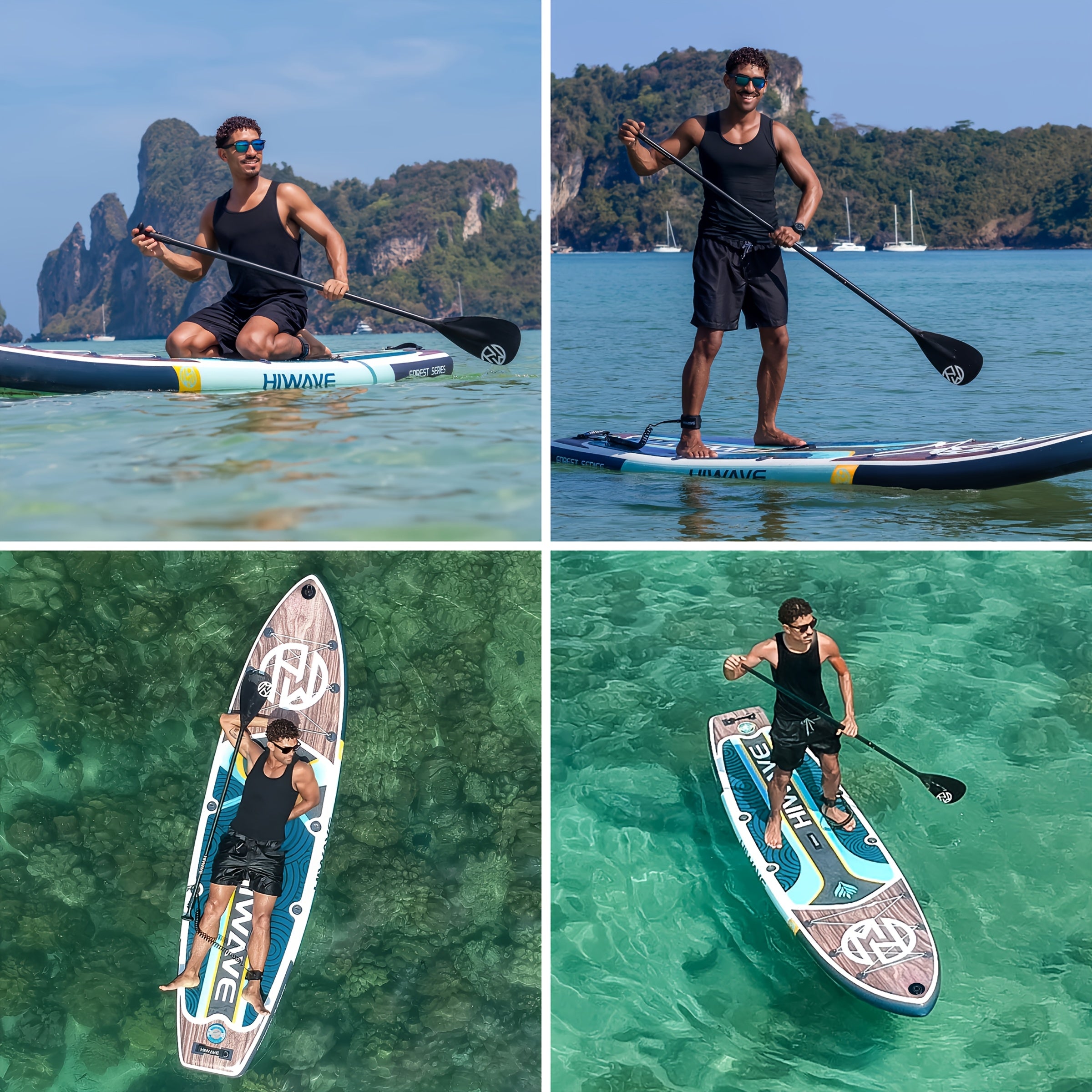 Wood Grain Color Inflatable Stand Up Paddle Board, 11ft 34in 6in, Paddle Board Load Capacity 420lbs, Pet Friendly for Ocean and Lake Use with Dual Action Manual Pump