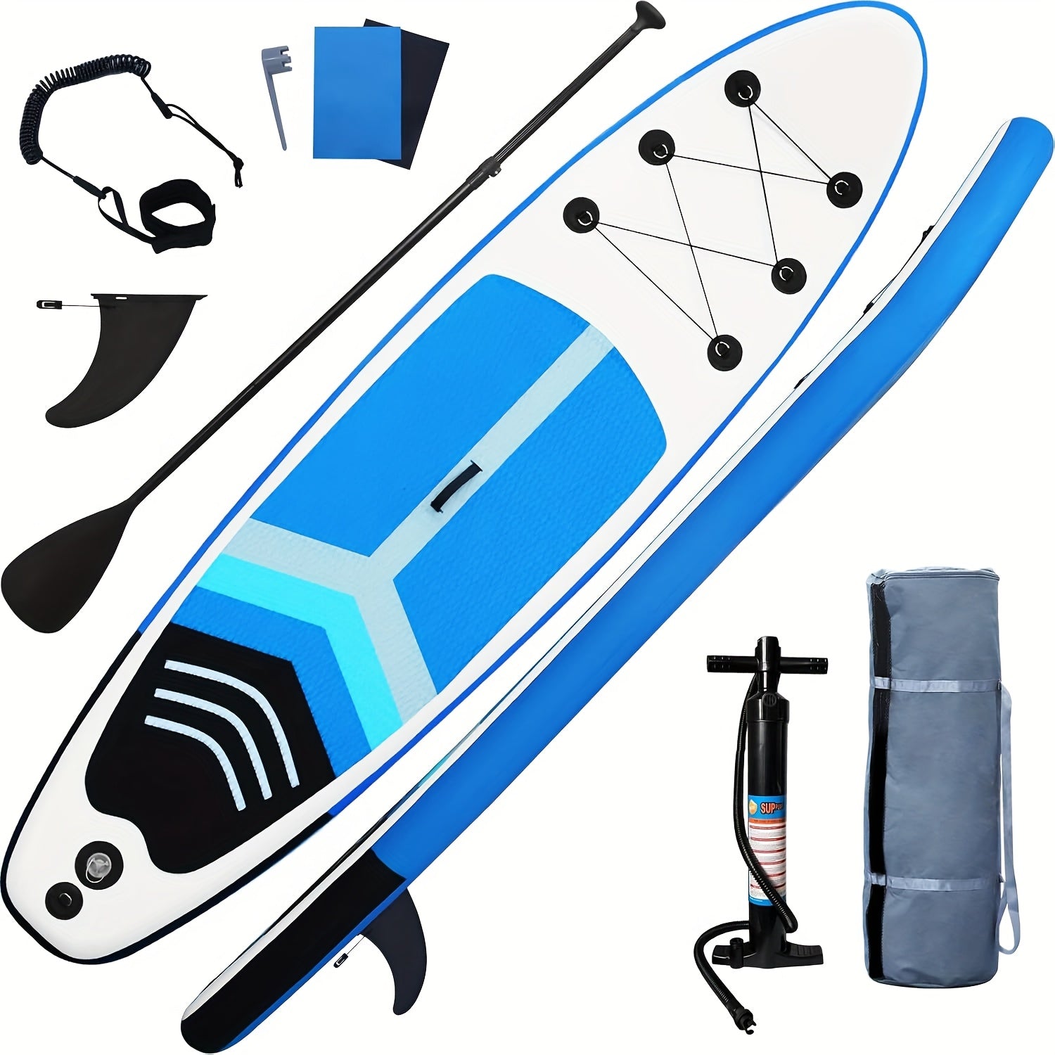 Inflatable Stand Up Paddle Board (SUP) with Full Accessories & Carry Bag - Wide Stable Stance, Surf Control, Non-Slip Deck - Includes Leash, Paddle & Pump - for Teens & Adults