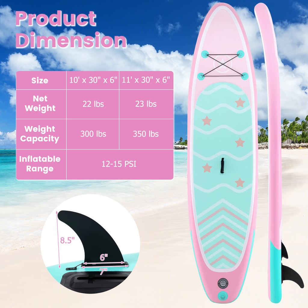 LIFEZEAL Inflatable Stand Up Paddle Set, 10'\u002F11' SUP Board Kit, Adjustable Paddle, Leash, Hand Pump, Repair Kit, Backpack, with Non-Slip EVA Deck for Surfing, Fishing, Training - Mixed Color