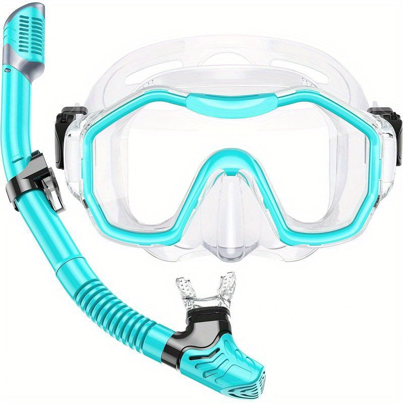 Snorkelling 2pcs Set, Adult Dry Snorkelling Set, Free Breathing Panoramic View Diving Goggles