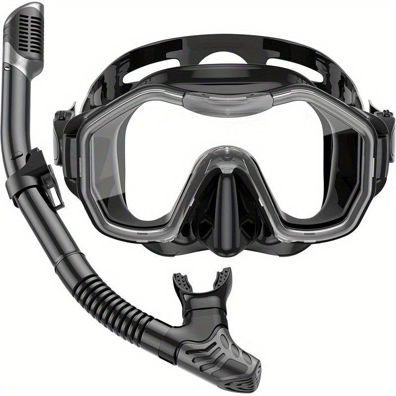 Snorkelling 2pcs Set, Adult Dry Snorkelling Set, Free Breathing Panoramic View Diving Goggles